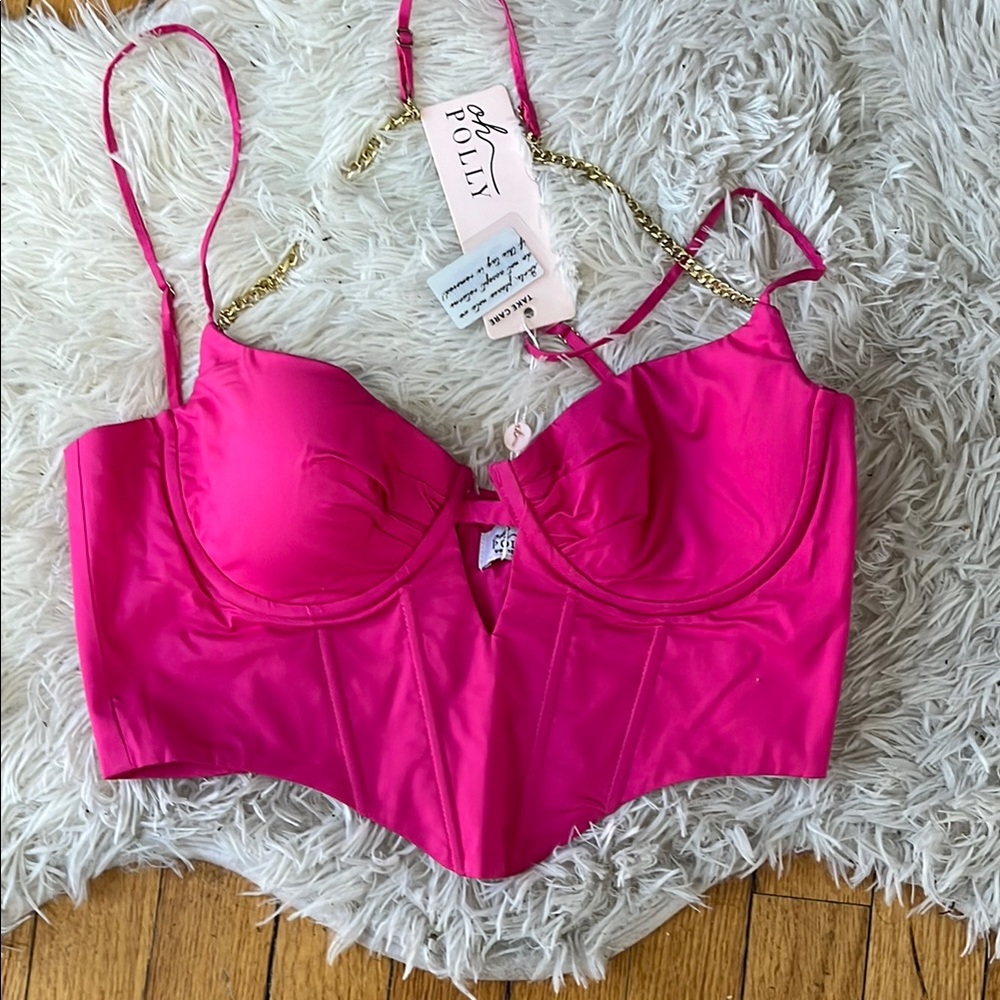 Oh Polly Pink Structured Crop Top